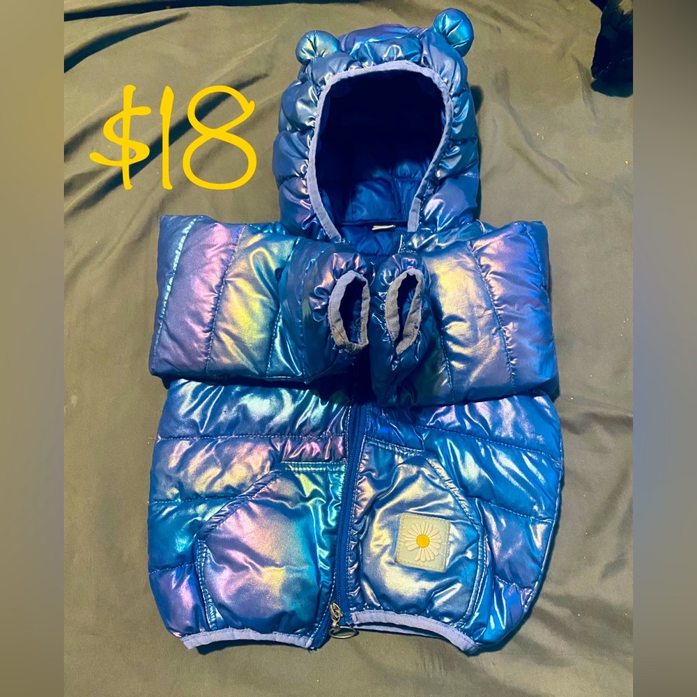 HOT SALE!! IRIDESCENT BLUE PURPLE GREEN KIDS PUFFER $18
